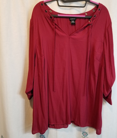 torrid Tops - Torrid wine colored grommet peasant blouse torrid Tops - Torrid wine colored grommet peasant blouse